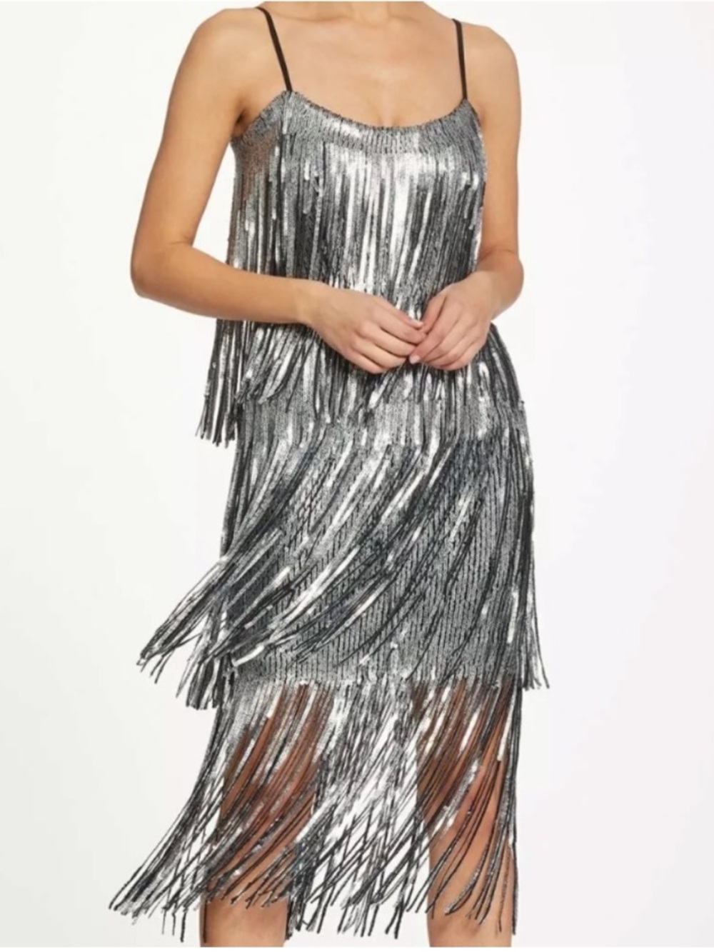 NEW DRESS THE POPULATION Sequin FRINGE 1920's Flapper Style SHIFT DRESS Sz Small